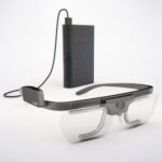 Tobii Glasses 2 wearable eye tracker with its separate recording unit. Photo: Tobii Technology, CC BY 3.0, via Wikimedia Commons.