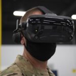 U.S. Air Force officer using a Valve Index virtual reality headset
