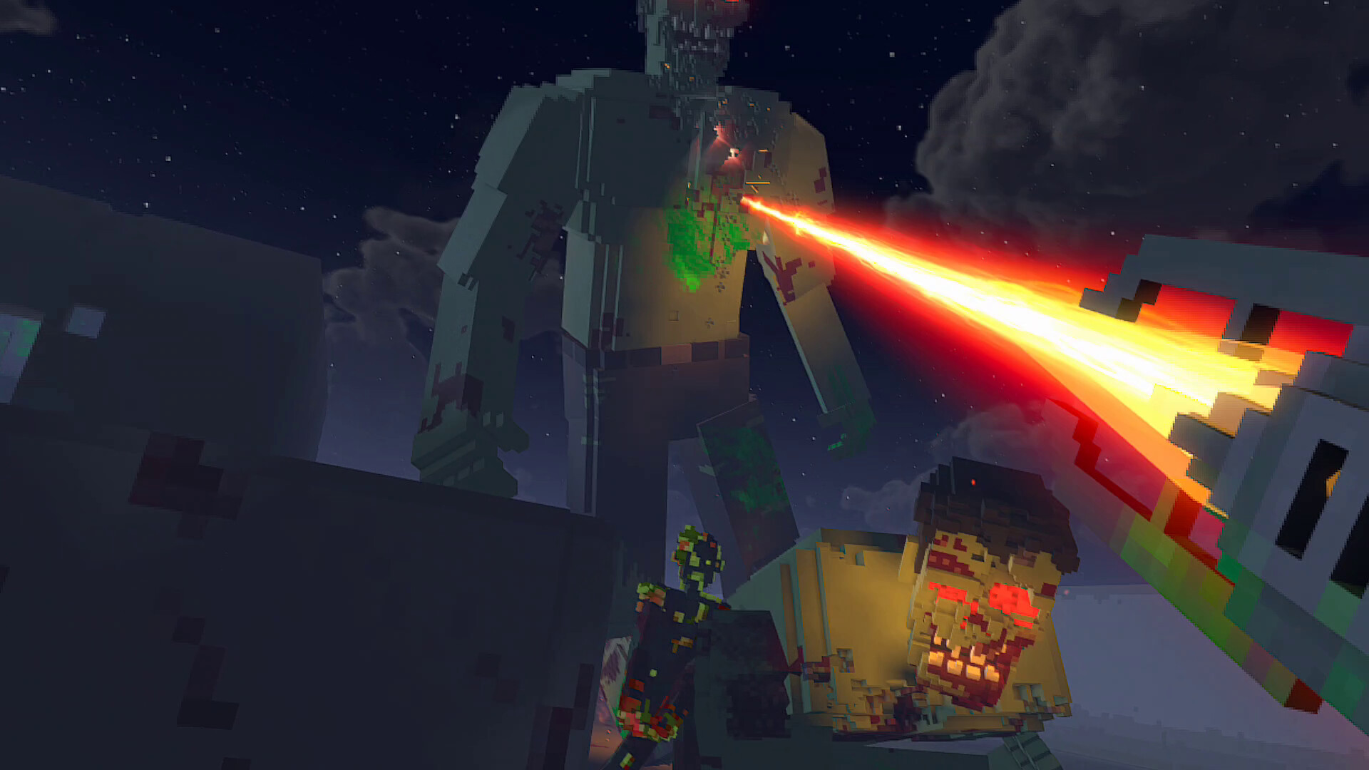 Voxel Playground screenshot showing destructible voxel scenery in the physics sandbox