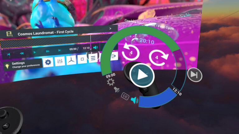Whirligig Media Player playback controls in VR, official Steam store screenshot